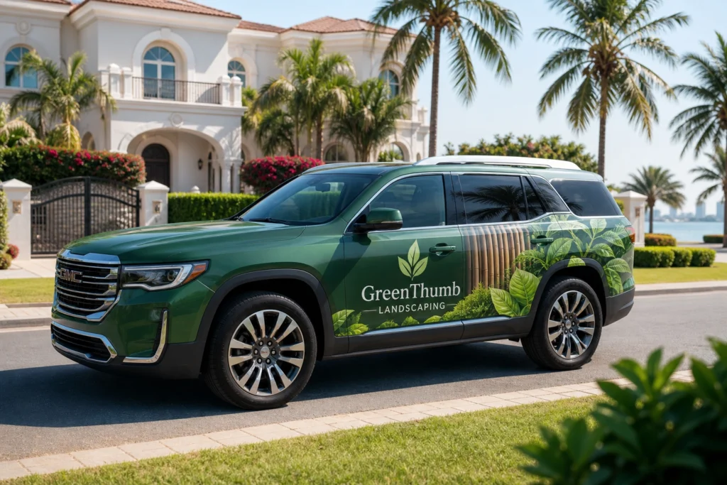 Professional vehicle branding in Dubai for commercial car and van graphics – Al Barsha, JVC, DIFC, Ras Al Khor, Business Bay