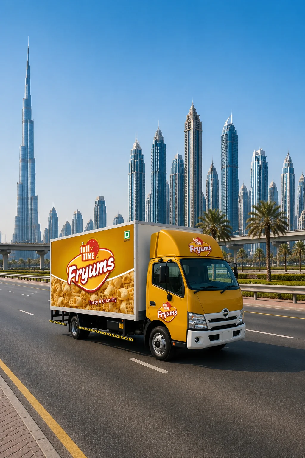 Custom truck branding in Dubai with a fully wrapped cargo truck promoting business services